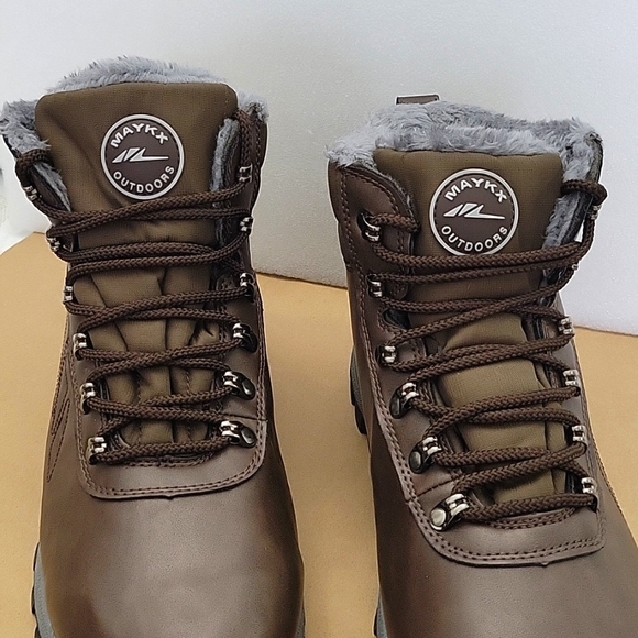 Mens Shoes Winter Snow Boots Waterproof Fur Lined Leather Ankle Non-Slip - Picture 5 of 14